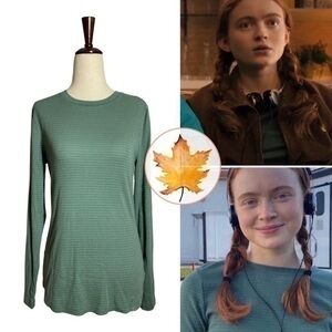 Universal Thread • Green Striped Ribbed Long Sleeve Top S ASO Max Mayfield